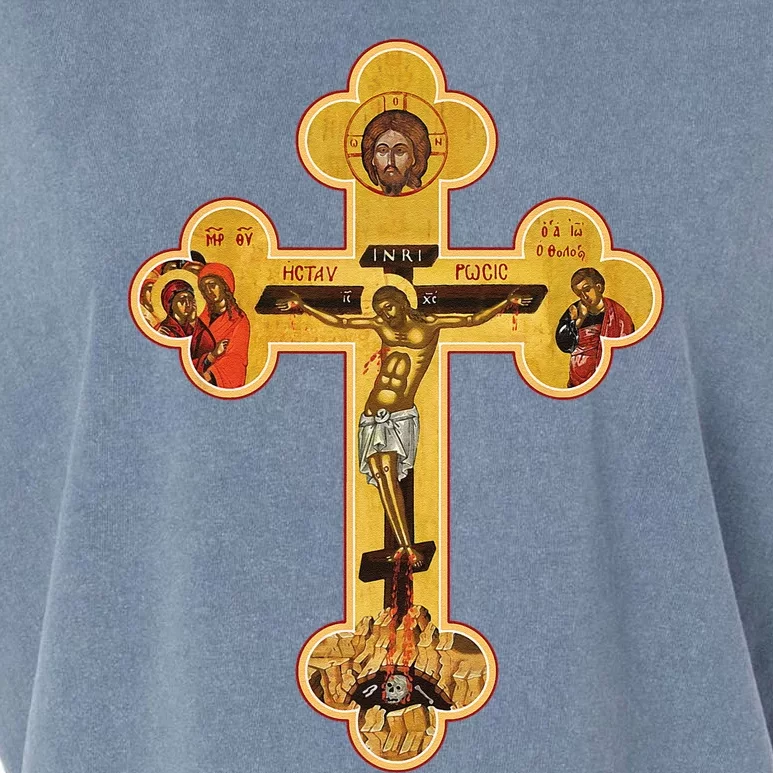 Greek Orthodox Jesus Christ Cross Icon Garment-Dyed Women's Muscle Tee