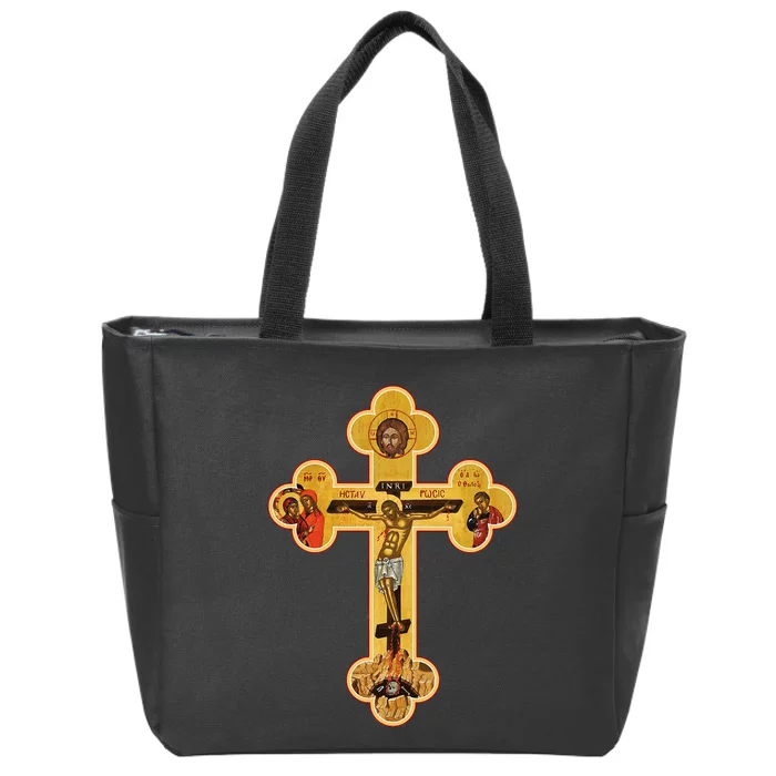 Greek Orthodox Jesus Christ Cross Icon Zip Tote Bag