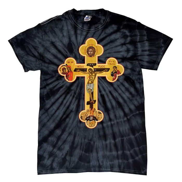 Greek Orthodox Jesus Christ Cross Icon Tie-Dye T-Shirt