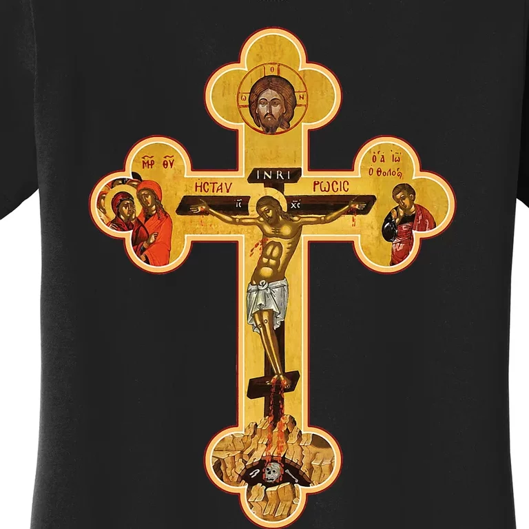 Greek Orthodox Jesus Christ Cross Icon Women's T-Shirt