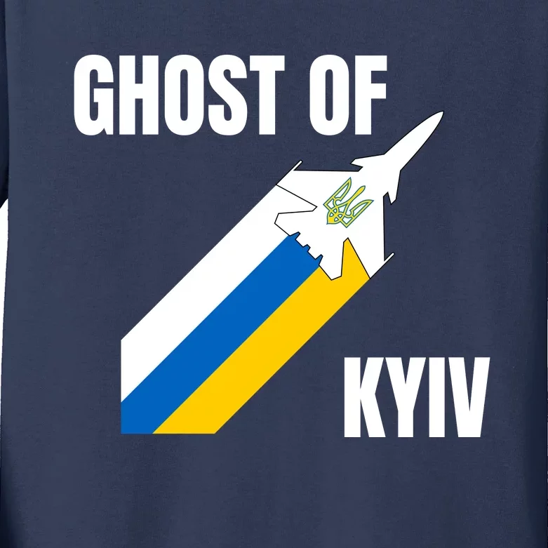 Ghost Of Kyiv Ukraine Fighter Pilot Legend Kids Long Sleeve Shirt