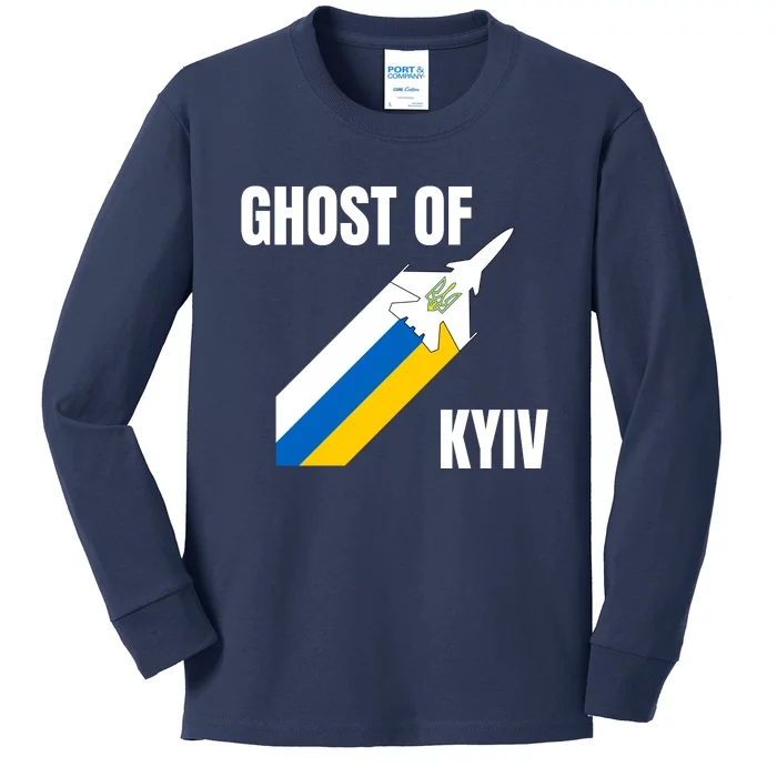 Ghost Of Kyiv Ukraine Fighter Pilot Legend Kids Long Sleeve Shirt