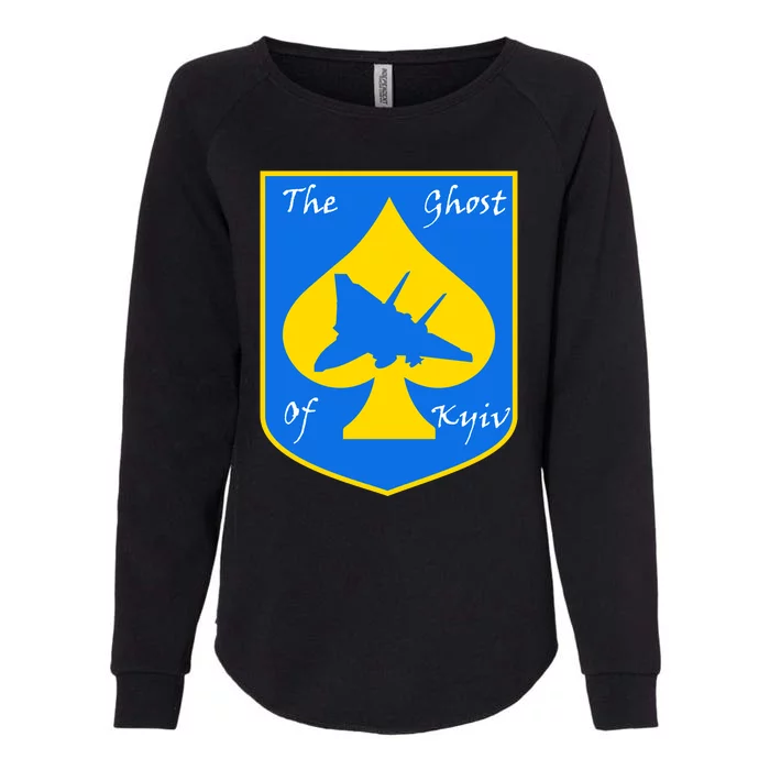 Ghost Of Kyiv Ukraine Fighter Pilot Legend Emblem Womens California Wash Sweatshirt