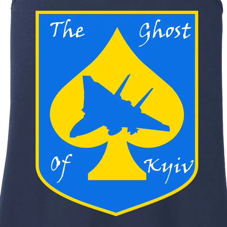 Ghost Of Kyiv Ukraine Fighter Pilot Legend Emblem Ladies Essential Tank