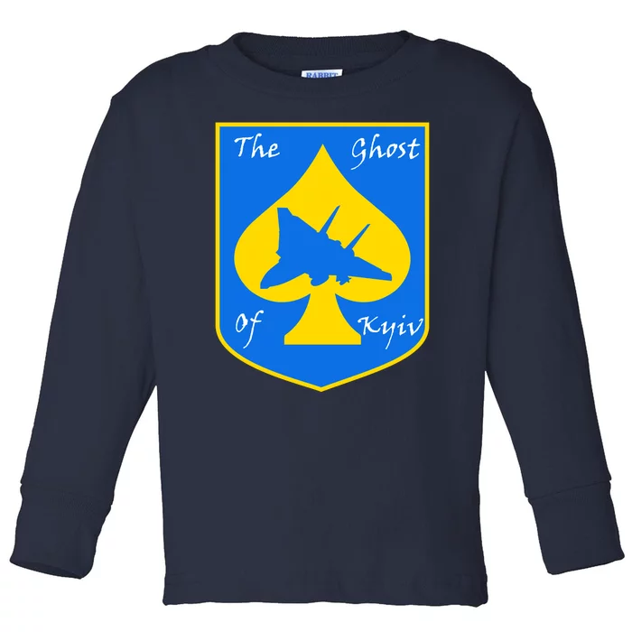 Ghost Of Kyiv Ukraine Fighter Pilot Legend Emblem Toddler Long Sleeve Shirt