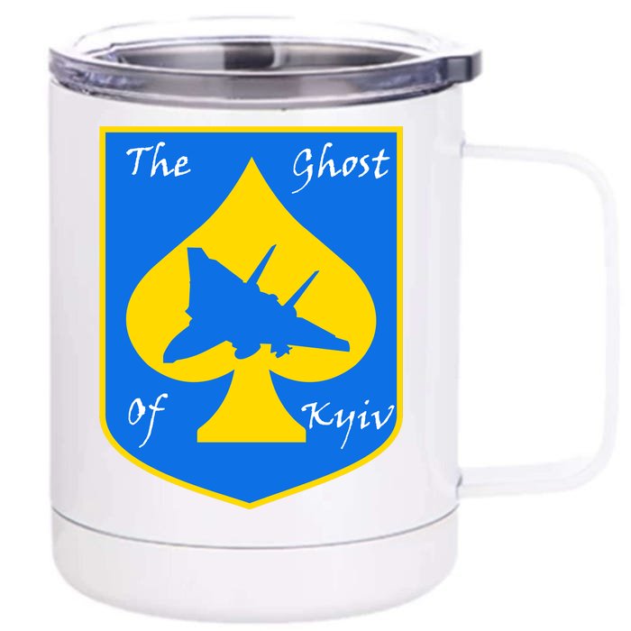 Ghost Of Kyiv Ukraine Fighter Pilot Legend Emblem Front & Back 12oz Stainless Steel Tumbler Cup