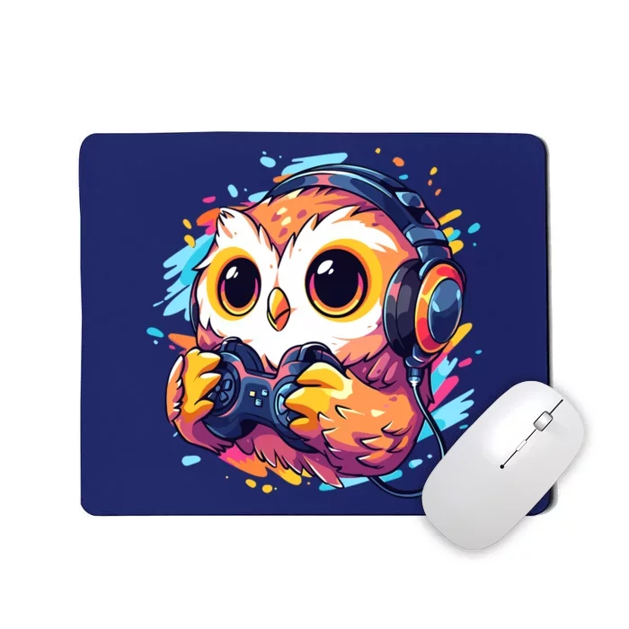 Gamer Owl Kawaii Owl Anime Funny Gaming Cute Owl Video Gamer Mousepad