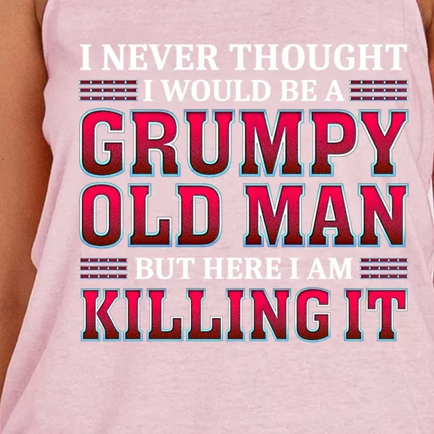 Grumpy Old Killing It Funny Grandpa Gift Women's Knotted Racerback Tank