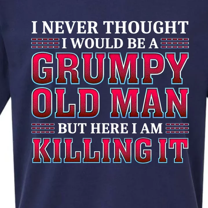 Grumpy Old Killing It Funny Grandpa Gift Sueded Cloud Jersey T-Shirt