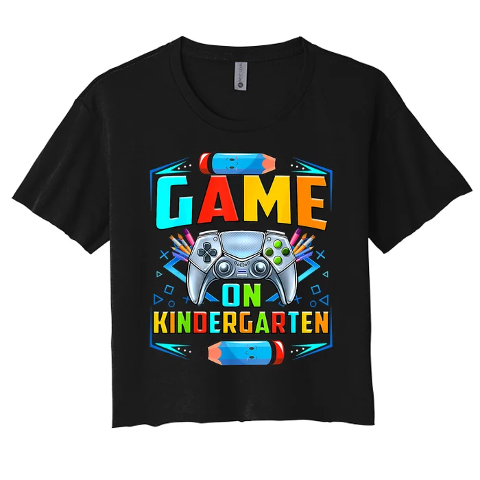 Game On Kindergarten Funny Back To School Video Games Boy Women's Crop Top Tee