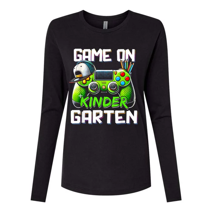 Game On Kindergarten Back To School Funny Gamer Womens Cotton Relaxed Long Sleeve T-Shirt