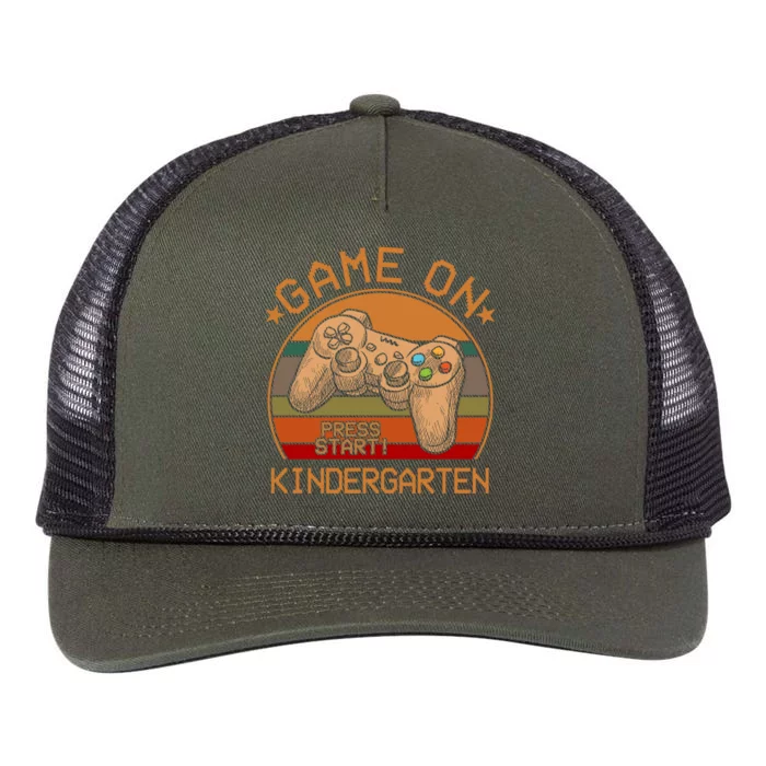 Game On Kindergarten Back To School Gamer Funny Funny Gift Retro Rope Trucker Hat Cap