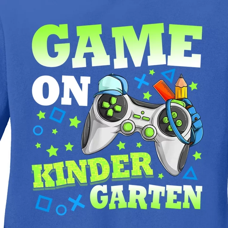 Game On Kindergarten Back To School Gamer Video Games Gift Ladies Long Sleeve Shirt