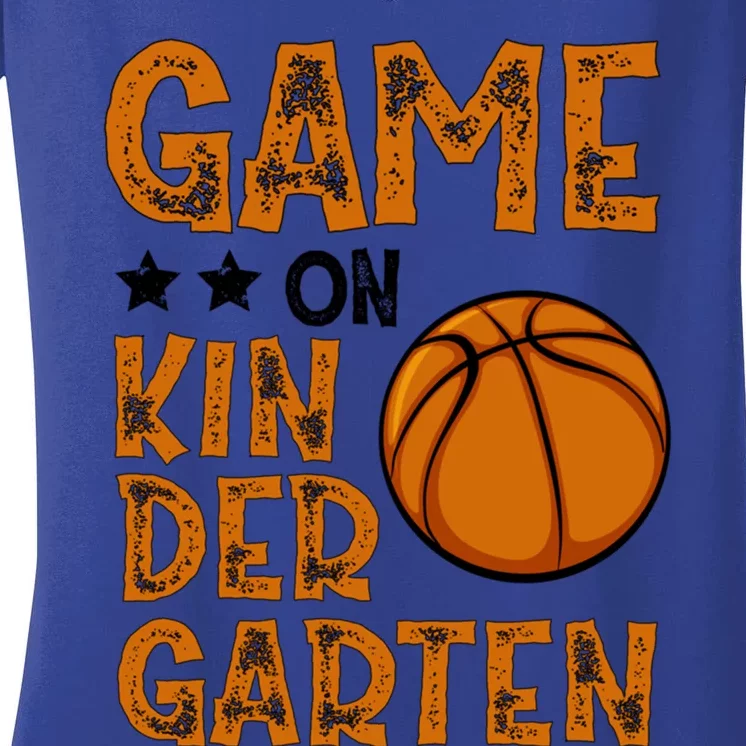 Game On Kindergarten Basketball Funny Back To School Cute Gift Women's V-Neck T-Shirt