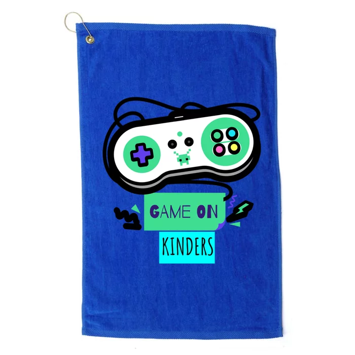 Game On Kinders First Day Of Kindergarten Back To School Great Gift Platinum Collection Golf Towel