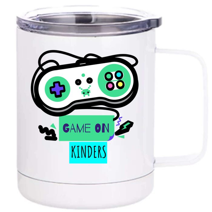 Game On Kinders First Day Of Kindergarten Back To School Great Gift Front & Back 12oz Stainless Steel Tumbler Cup