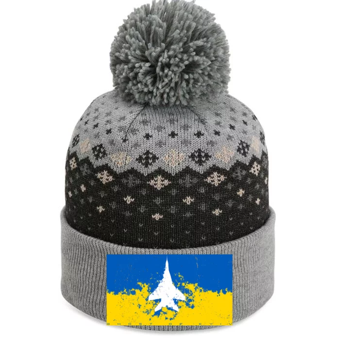 Ghost Of Kyiv Ukraine Flag The Baniff Cuffed Pom Beanie