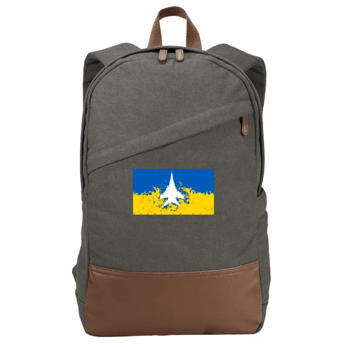 Ghost Of Kyiv Ukraine Flag Cotton Canvas Backpack