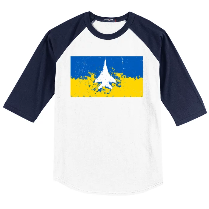 Ghost Of Kyiv Ukraine Flag Baseball Sleeve Shirt