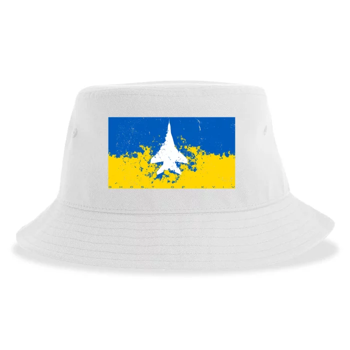 Ghost Of Kyiv Ukraine Flag Sustainable Bucket Hat