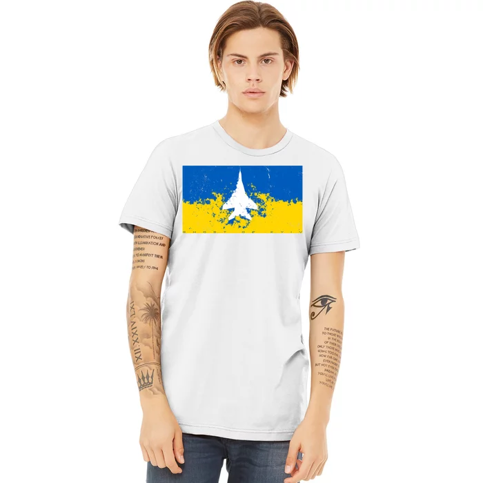 Ghost Of Kyiv Ukraine Flag Premium T-Shirt