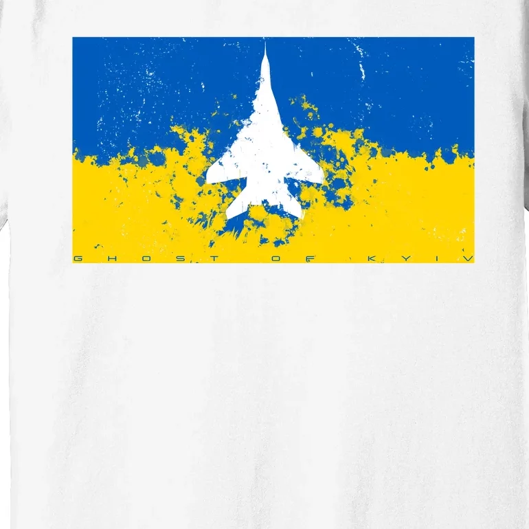 Ghost Of Kyiv Ukraine Flag Premium T-Shirt