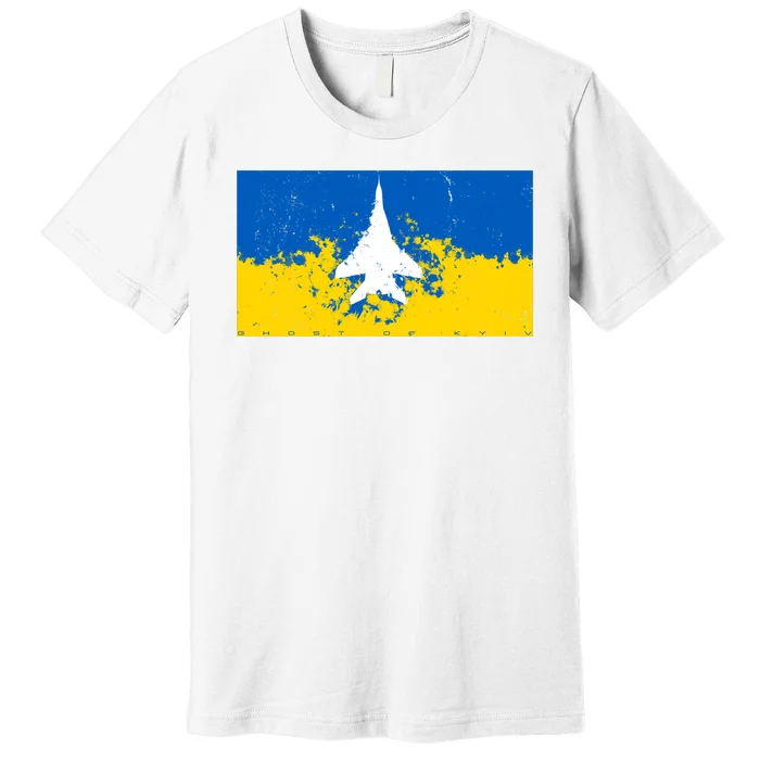 Ghost Of Kyiv Ukraine Flag Premium T-Shirt