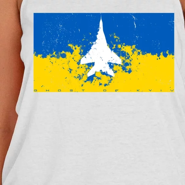 Ghost Of Kyiv Ukraine Flag Women's Knotted Racerback Tank