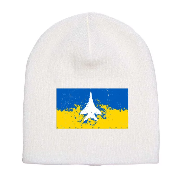 Ghost Of Kyiv Ukraine Flag Short Acrylic Beanie