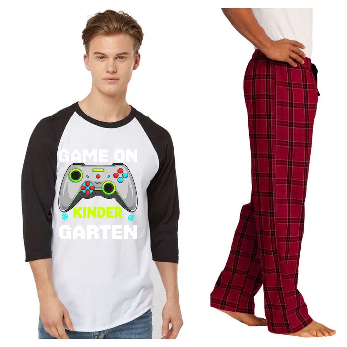 Game On Kindergarten Gaming Gamer Back To School Student Funny Gift Raglan Sleeve Pajama Set