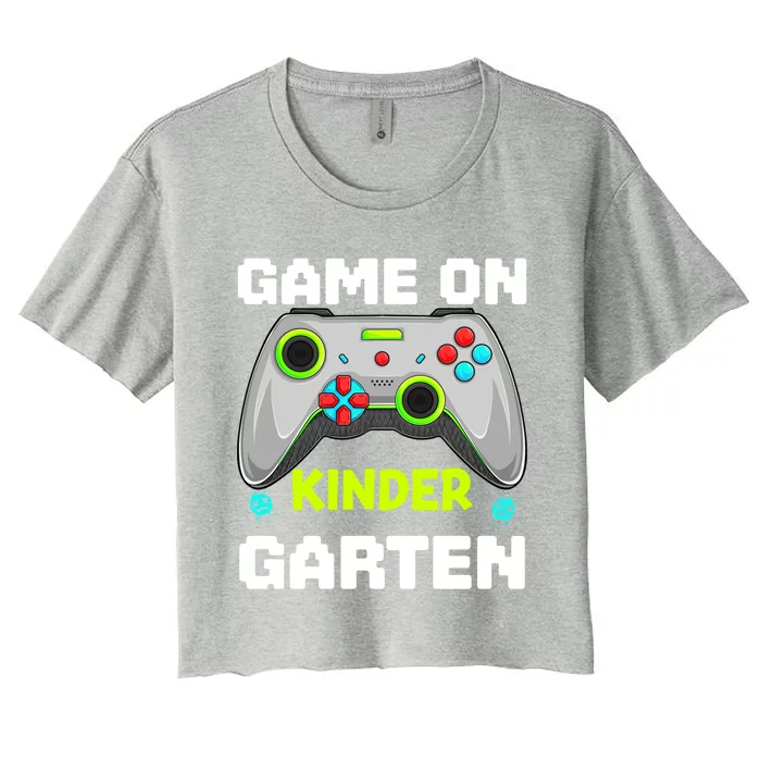 Game On Kindergarten Gaming Gamer Back To School Student Funny Gift Women's Crop Top Tee