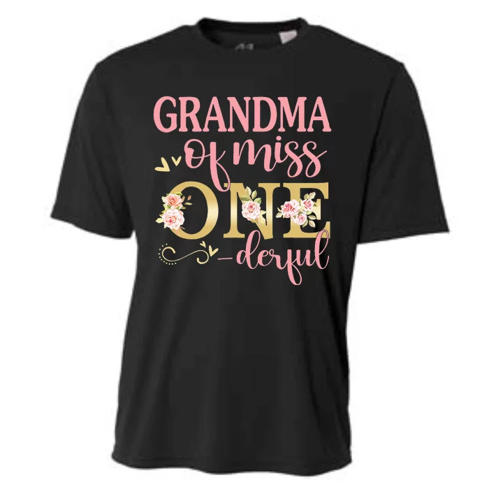 Grandma of Little Miss Onederful Birthday 1st Family Party Cooling Performance Crew T-Shirt