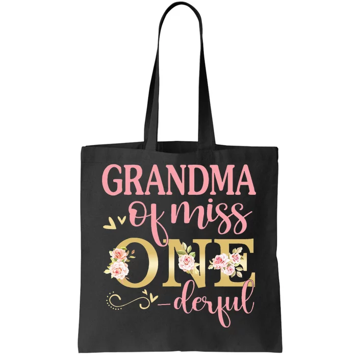 Grandma of Little Miss Onederful Birthday 1st Family Party Tote Bag