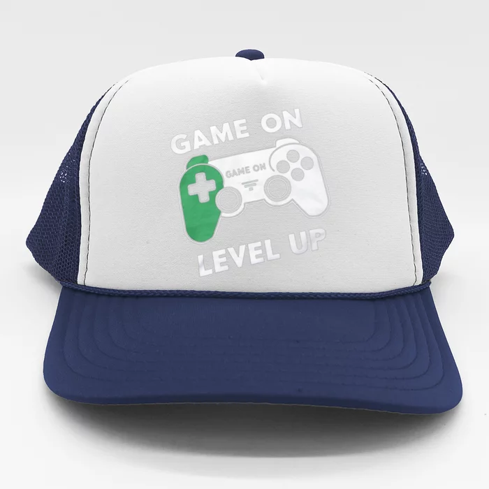 Game On Level Up Video Gamer Gift Trucker Hat