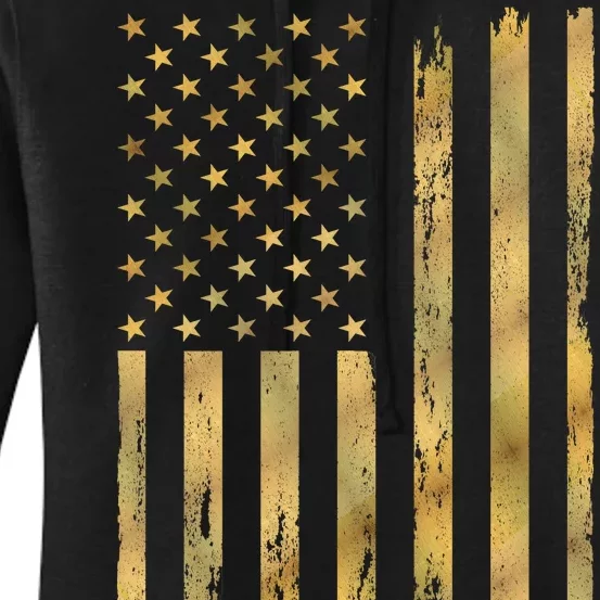 Gold American Flag Limited Addition Women's Pullover Hoodie