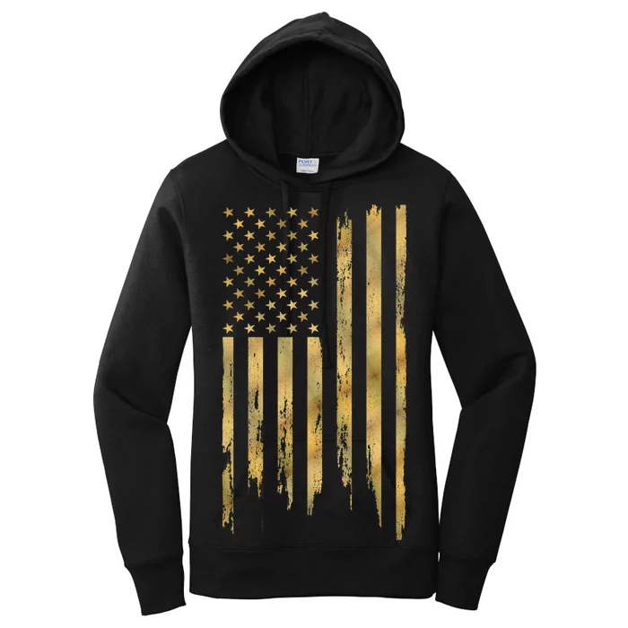 Gold American Flag Limited Addition Women's Pullover Hoodie