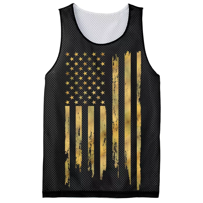 Gold American Flag Limited Addition Mesh Reversible Basketball Jersey Tank