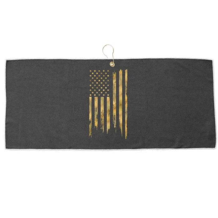 Gold American Flag Limited Addition Large Microfiber Waffle Golf Towel