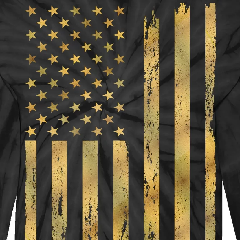 Gold American Flag Limited Addition Tie-Dye Long Sleeve Shirt