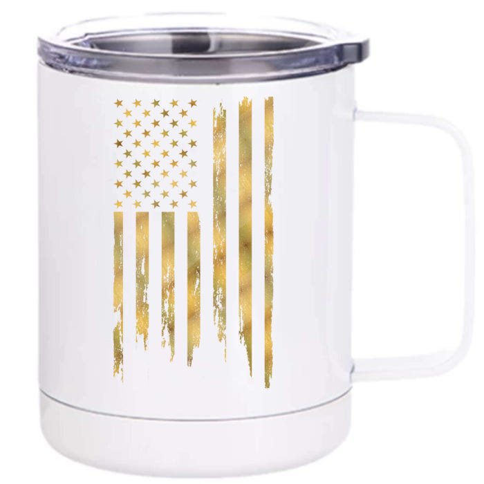 Gold American Flag Limited Addition Front & Back 12oz Stainless Steel Tumbler Cup