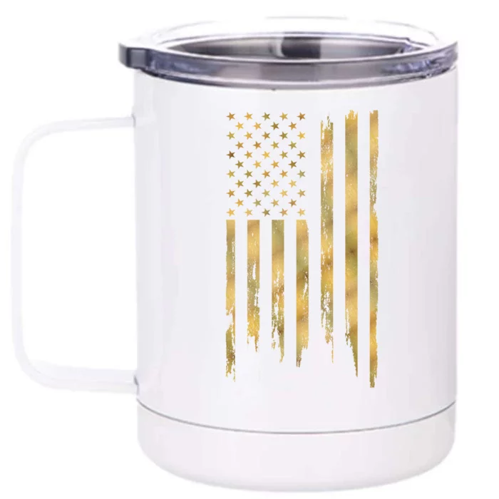 Gold American Flag Limited Addition Front & Back 12oz Stainless Steel Tumbler Cup