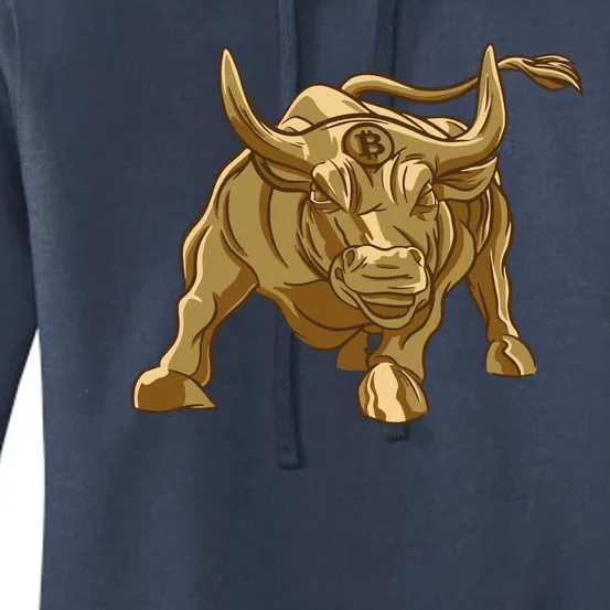 Gold Bitcoin Bull Women's Pullover Hoodie