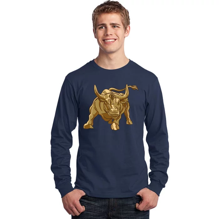 Gold Bitcoin Bull Tall Long Sleeve T-Shirt