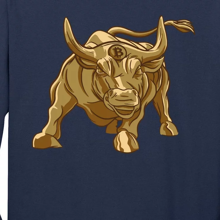 Gold Bitcoin Bull Tall Long Sleeve T-Shirt