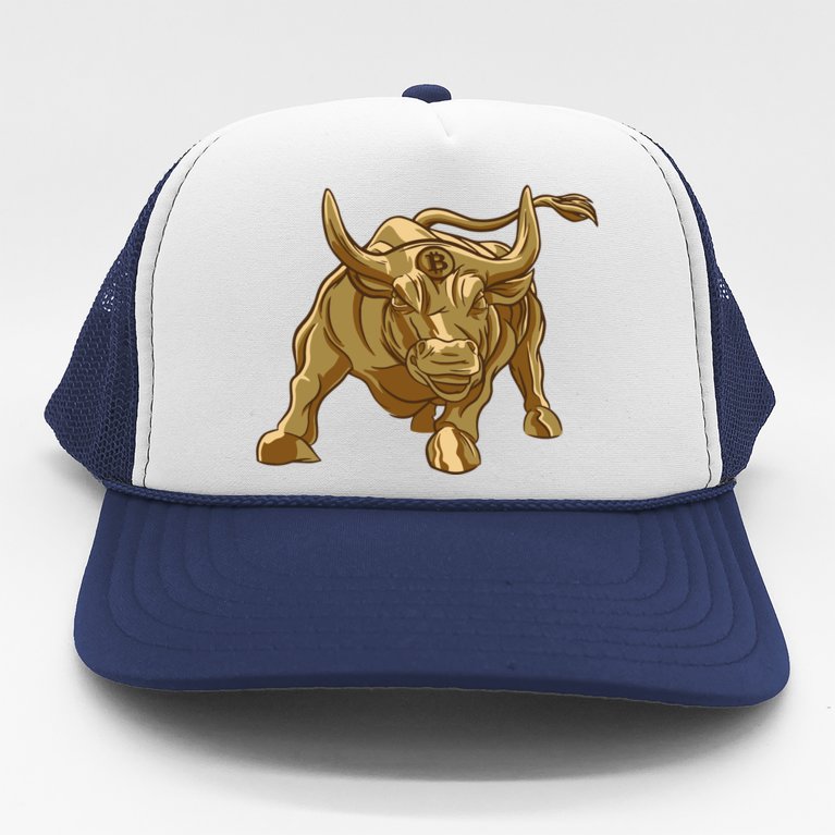 Gold Bitcoin Bull Trucker Hat