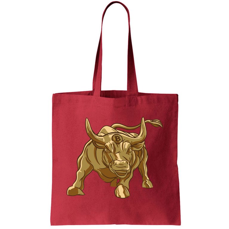 Gold Bitcoin Bull Tote Bag