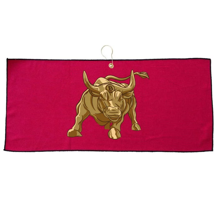 Gold Bitcoin Bull Large Microfiber Waffle Golf Towel