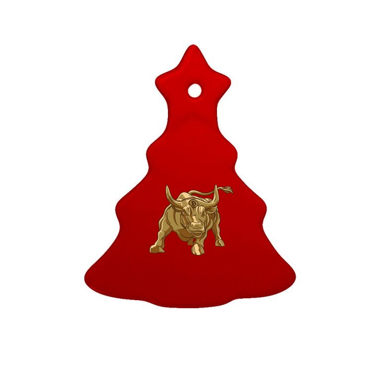 Gold Bitcoin Bull Tree Ornament