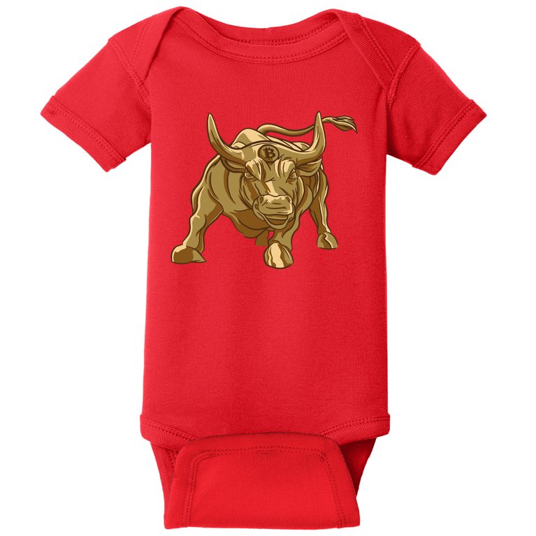 Gold Bitcoin Bull Baby Bodysuit
