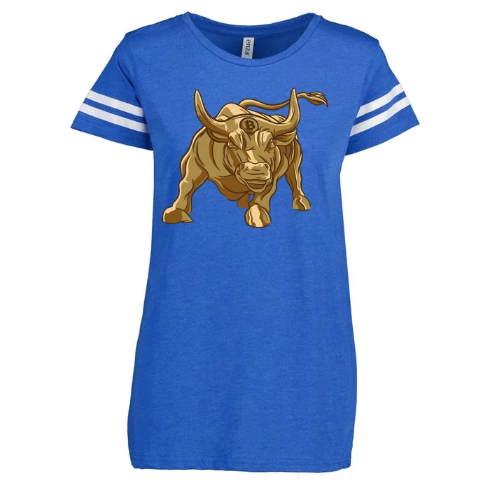 Gold Bitcoin Bull Enza Ladies Jersey Football T-Shirt